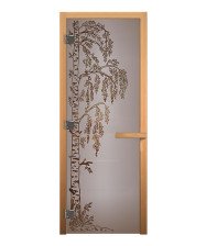 Дверь для сауны стекло (1,9х0,7) бронза Березка 8мм кор. осина, магнит, левая