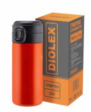 Термокружка 350мл Diolex с кнопкой клапаном DXMS-350-1 оранжевая
