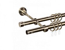 Карниз Grace 2-рядный D16/16 (труба гладкая/гладкая) Золото антик 2м