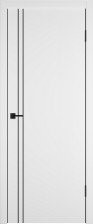 Полотно дверное ДГ 800 Flat М2 Эмаль белая кромка с 4х сторон молдинг черный (Веллдорис)